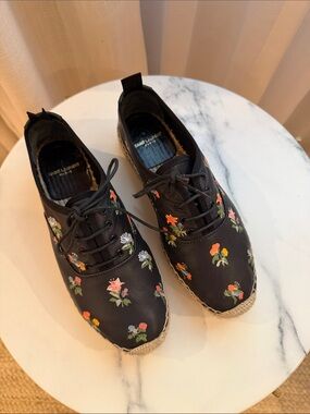 Saint Laurent Black Floral Embroidered Espadrille Sneakers